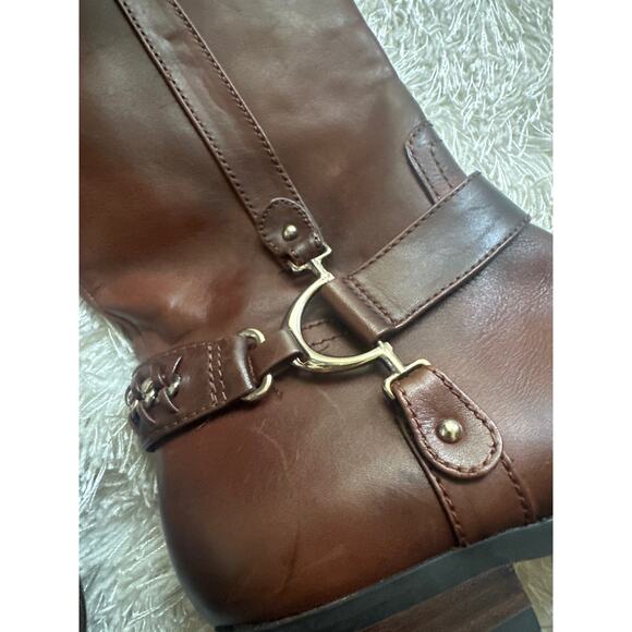 NWT Alex Marie brown cognac leather riding boots  knee high leather 8.5 8 1/2 - Picture 3 of 11